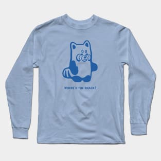 Minimalist design of a chonky Red panda in blue ink Long Sleeve T-Shirt